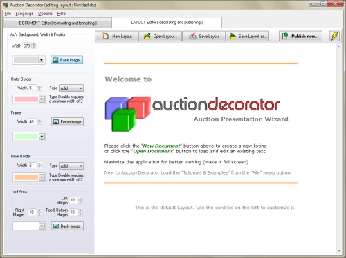 Layout editor in Auction Decorator