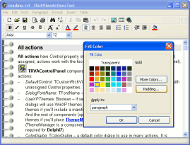 The main window of the ActionTest demo