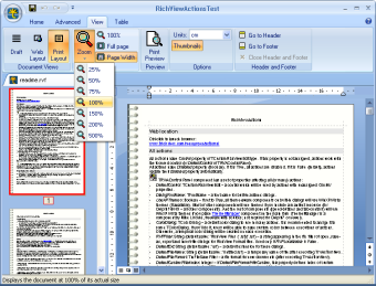 ActionTest Demo with ScaleRichView, TRibbon, tabbed MDI